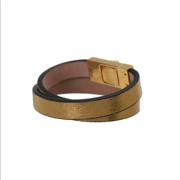 Alexander McQueen Leather Gold Time Wrap Bracelet - Picture 3 of 4
